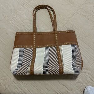 Brown and Cream Studded Tote Bag